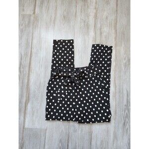 Jules & Leopold Tie Front High Waist Black White Polka Dot Skinny Jeans Sz S EUC